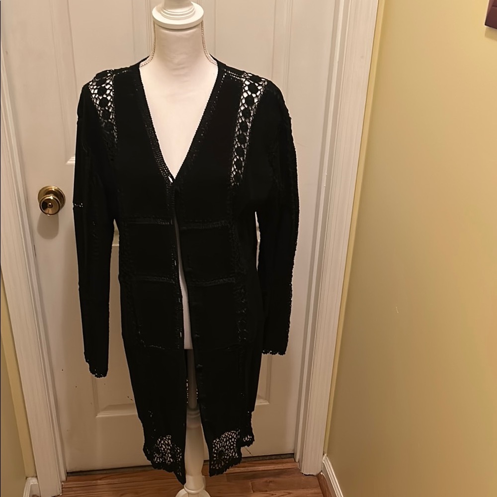 Elegant Black Women's suede and knit dress.